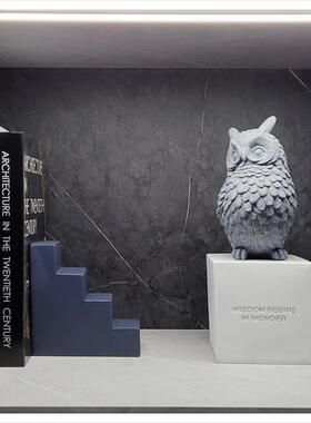 样板间客厅玄关简约家居软装饰品书架雕塑摆件相架香薰组合ZH2609