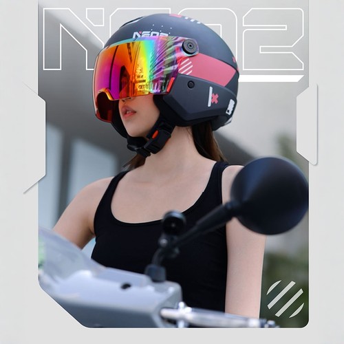 RYMIC睿觅NE02头盔摩托车男女生电动车踏板小半盔机车四分之三盔 - 图0