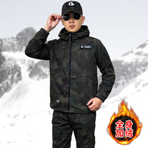 Glint Thickened Winter Camouflate Suit for men and women Outdoor Army fans Working clothes Casual Wear with cap abrasion resistant tooling