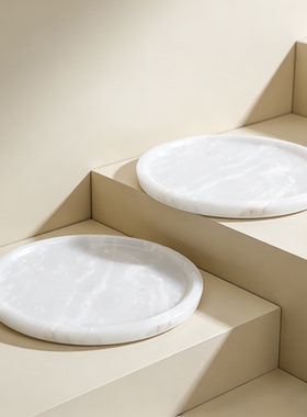 天然大理石香薰蜡烛罐托盘置物盘