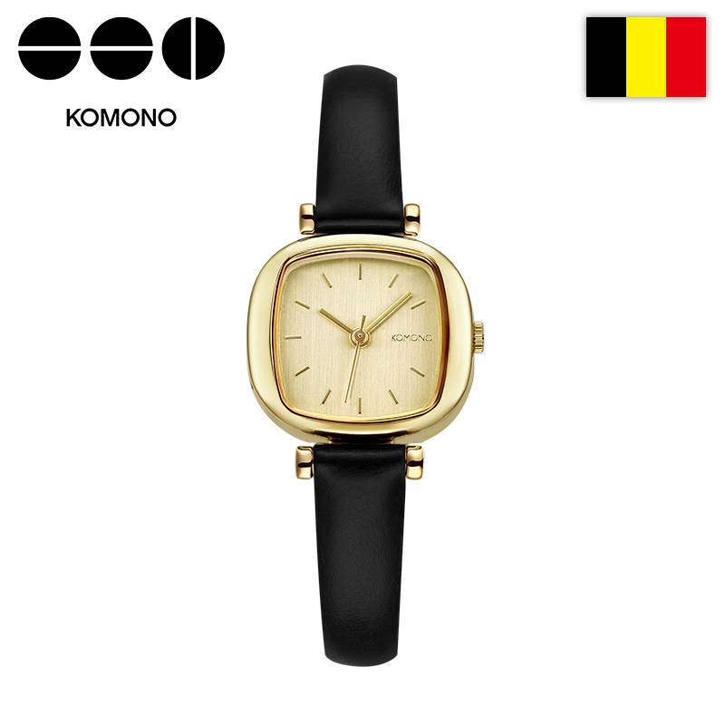 komono女孩复古高级小众金色小方表 克莫诺欧美腕表