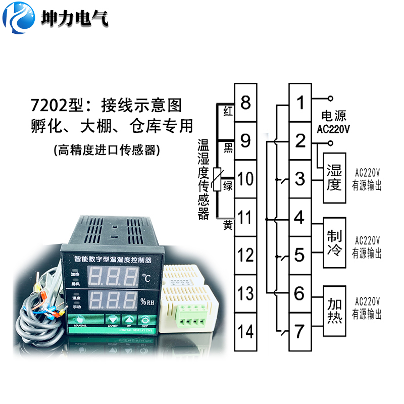 智能数字型温湿度控制器开关配电柜除湿防凝露72型孵化大棚烘箱-图1