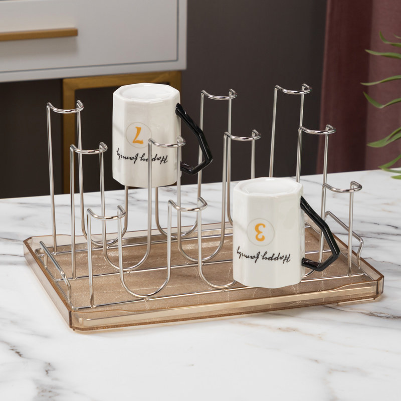 杯子收纳架不锈钢杯架托盘倒挂架客厅8杯架沥水架12杯架子置物架,淘宝优惠券,粉丝福利购,淘宝优惠卷