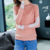 Áo len nữ nhỏ màu vàng 2019 mới của phụ nữ cổ áo lưới cổ đan đan đáy áo ngắn áo mỏng mỏng - Áo / áo thun áo len nữ form rộng Áo / áo thun