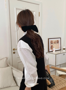 FromSheep气质丝绒蝴蝶结头绳女