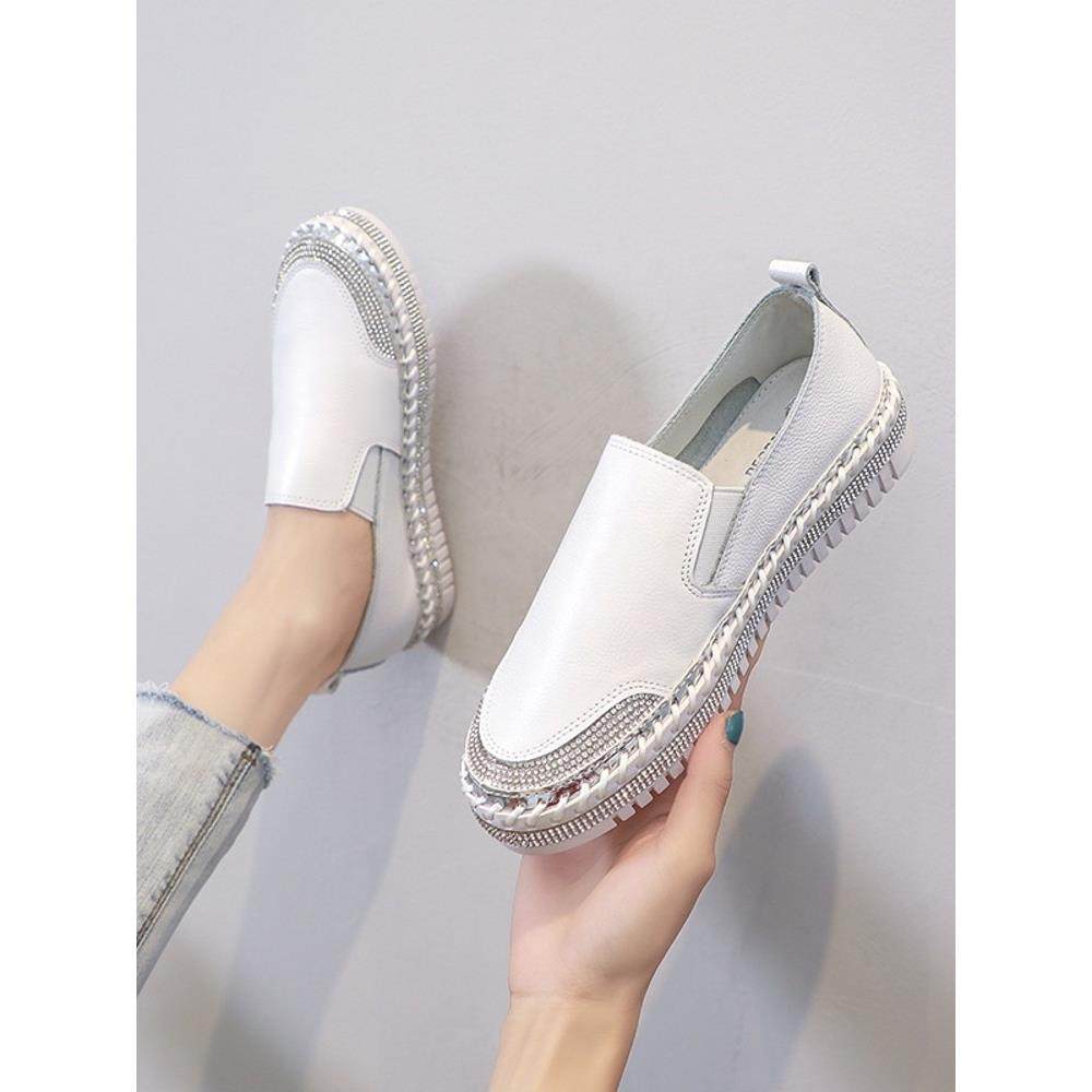 香港渔夫鞋女小香风2025春秋新小白鞋子懒人一脚蹬乐福鞋软底,淘宝优惠券,粉丝福利购,淘宝优惠卷