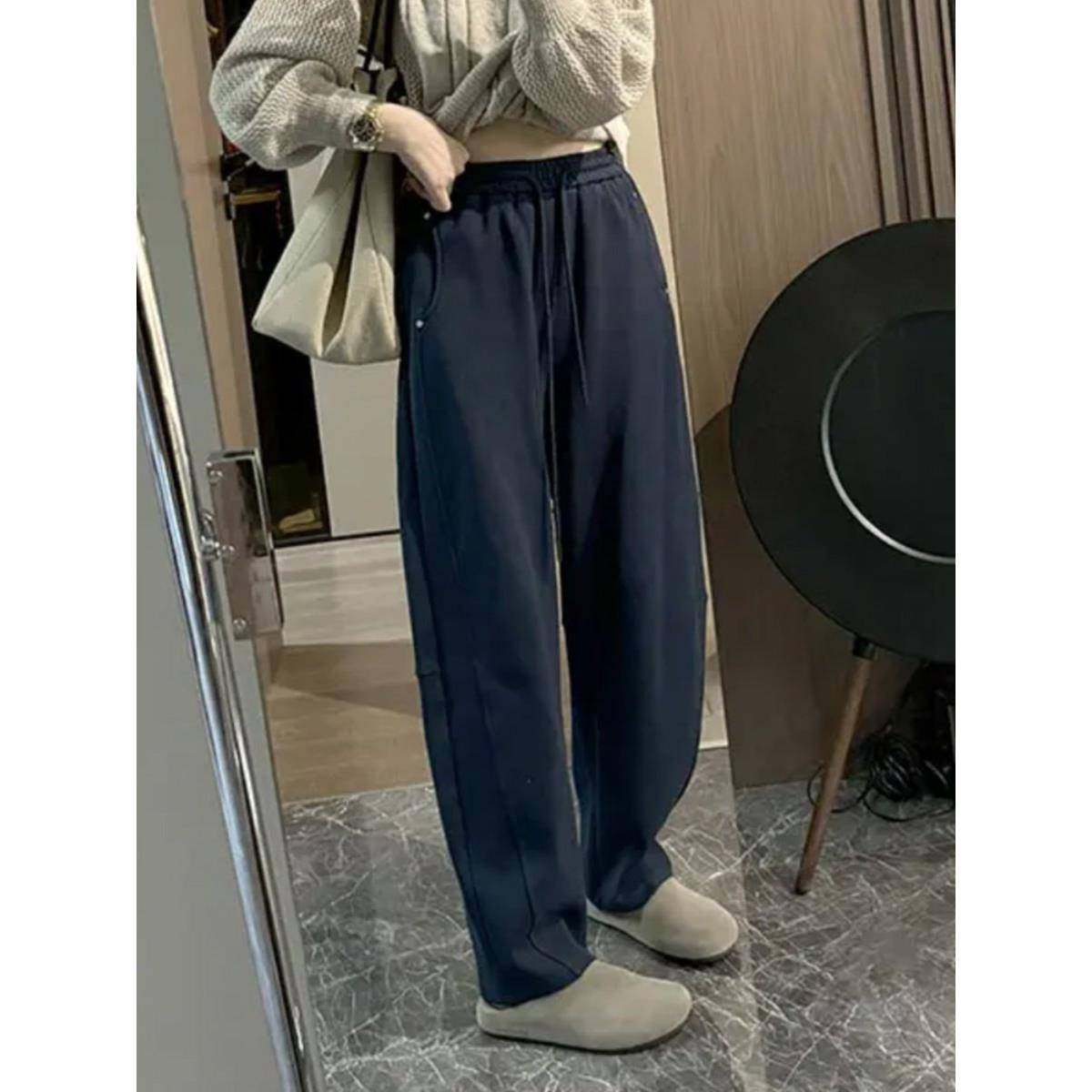 韩国大码加绒弯刀卫裤女秋冬显瘦宽松休闲直筒阔腿裤香蕉镰刀裤子,淘宝优惠券,粉丝福利购,淘宝优惠卷