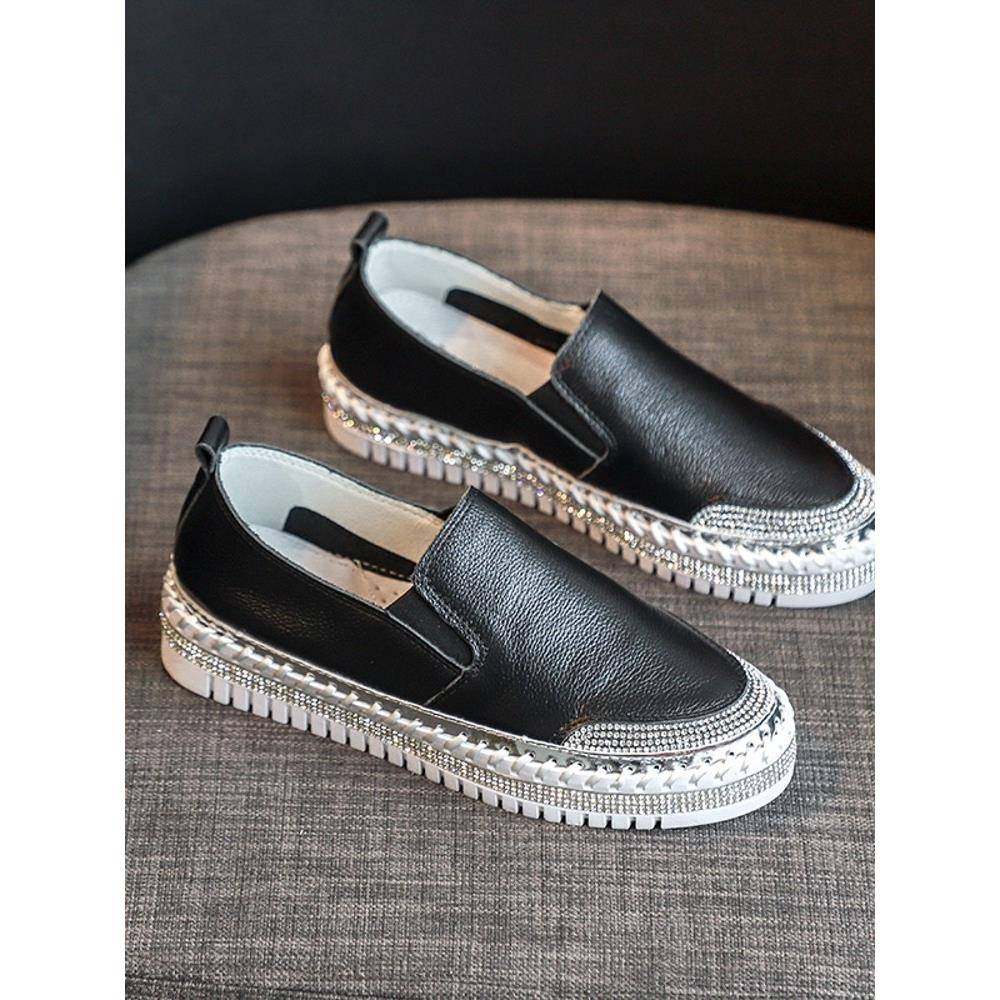 香港渔夫鞋女小香风2025春秋新小白鞋子懒人一脚蹬乐福鞋软底,淘宝优惠券,粉丝福利购,淘宝优惠卷