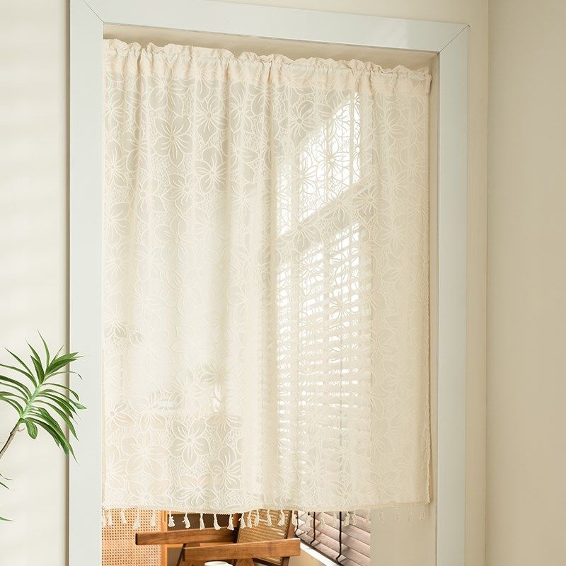 精选日式门帘棉麻家用双面短帘隔断帘免打孔撑杆布帘厨房厨房帘遮,淘宝优惠券,粉丝福利购,淘宝优惠卷