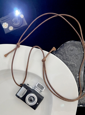 原创自制复古相机项链挂绳毛衣链