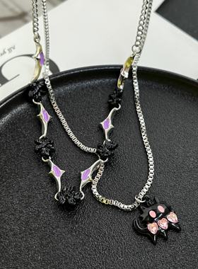 kansai双层猫咪甜酷项链