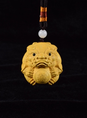 黄杨木雕刻貔貅文玩手把件实木转运招财貔貅挂件木质饰品礼物