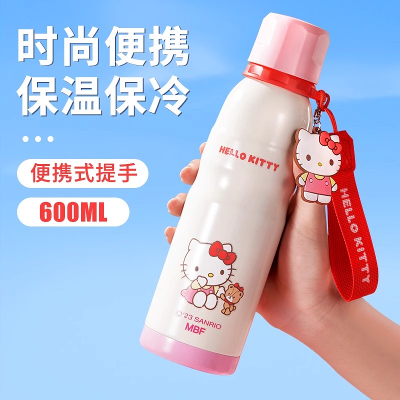 hellokitty儿童水杯保温杯女孩316食品级带吸管直饮上学专用水壶 - 图0