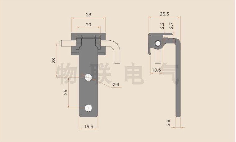 CL006B柜后门铰链孔距25长门板卡2.0抽屉柜椭圆孔合页铰链卡1.5-图2