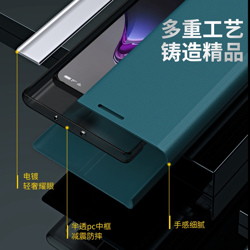 适用opporeno8手机壳5G版opp0reno8翻盖侧开折叠影视支架opopreno8全包防摔外套poopreno8高端时尚男款小众女 - 图2