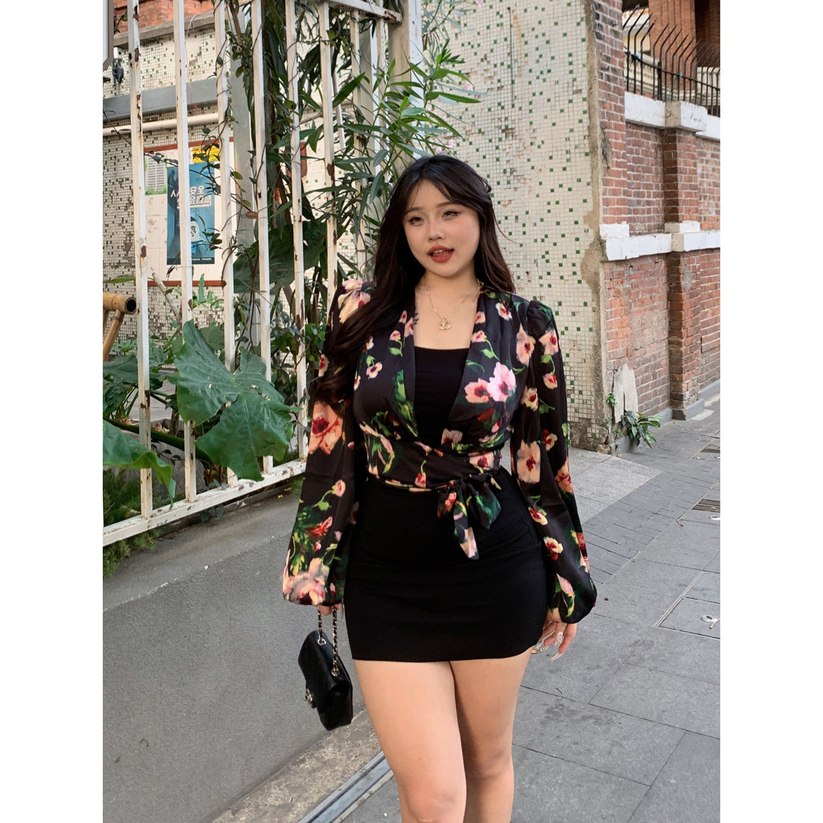 欣甜Bside 【智雅姐姐】春秋新款小众宽松长袖碎花上衣显瘦半身裙