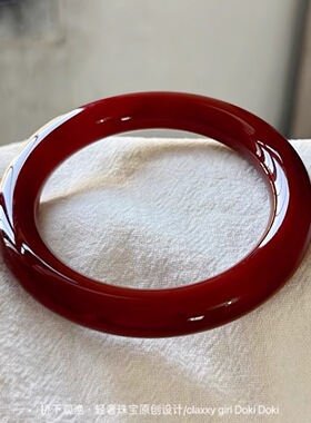 天然玛瑙手镯车厘子红色玉髓手镯女子扁条冰玉镯子高级感2025本命