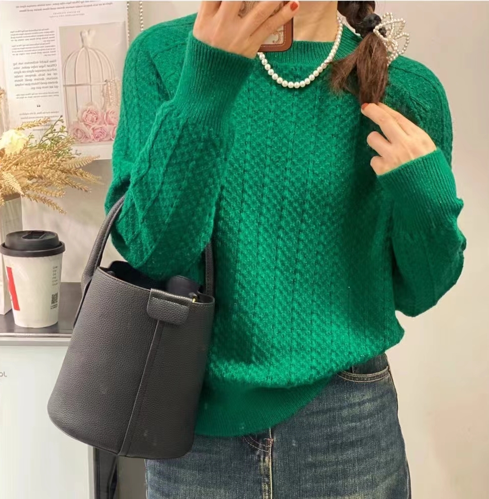 圣仕莲5892 秋冬金丝线绢纱低圆领显瘦套头毛衣打底针织衫女上衣,淘宝优惠券,粉丝福利购,淘宝优惠卷