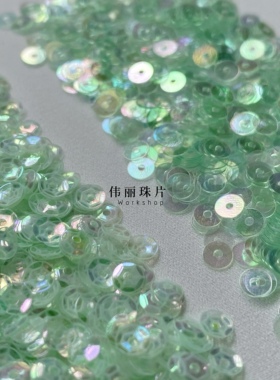 浅淡绿色法式刺绣PVC珠片