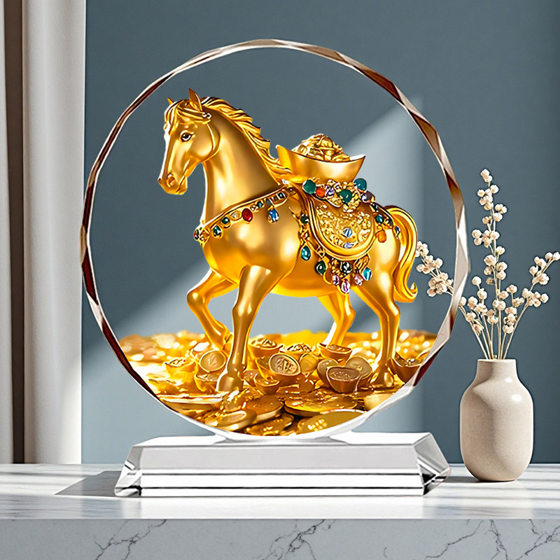 生肖马招财马上有钱马年水晶摆件桌面装饰办公室风水摆件乔迁送礼,淘宝优惠券,粉丝福利购,淘宝优惠卷