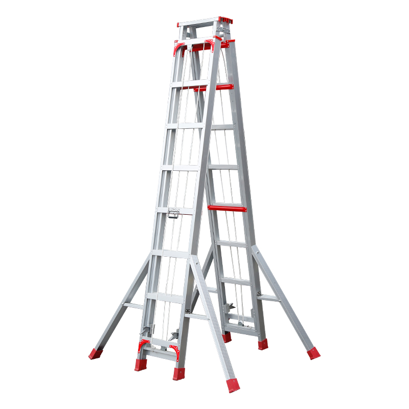 铝合金人字升降梯工程梯折叠梯子家用双面收缩楼梯多功能伸缩梯子 - 图3