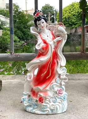 陶瓷七仙女神像提花篮抱花篮供奉飞天七公主姑娘保家姑姑佛像摆件