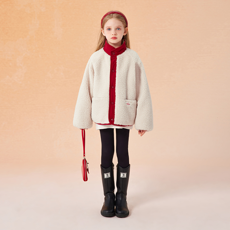 植木童装男童棉服2024新款秋冬中大童毛绒两面穿棉服外套儿童棉袄 - 图1