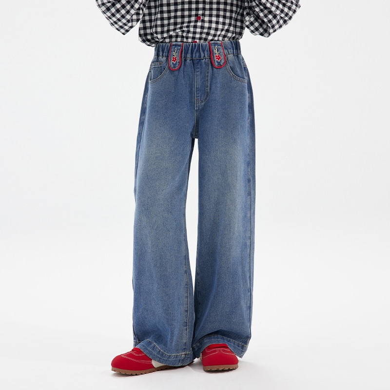 植木童装女童裤子2025秋冬新款中大童直筒阔腿裤牛仔裤儿童裤子,淘宝优惠券,粉丝福利购,淘宝优惠卷