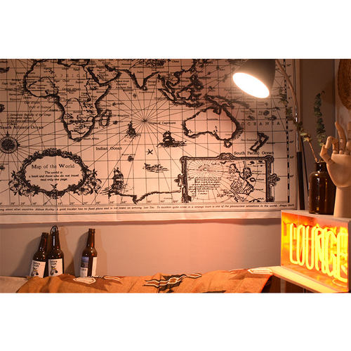 世界地图房间装饰ins风挂布黑白灰网红布置房间背景布租房 - 图1