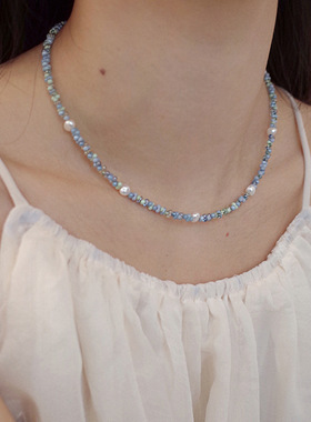 日本gentle motto捷克米珠多巴胺彩色项链女夏季轻奢小众锁骨链