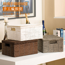 Containing Basket Vines COVERED TABLE TOP STORAGE BOX LUCKY GRASS HOME CLOTHING TOY SNACKS STORAGE FINISHING WOVEN FRAME