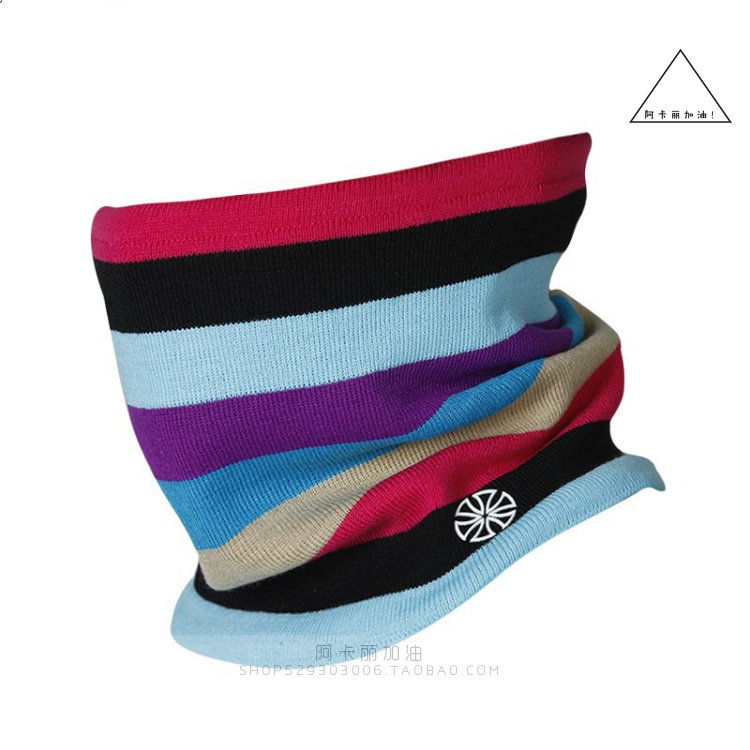 两用款！出口订单！秋冬保暖一体围脖针织帽 护脸面罩彩虹滑雪帽 - 图1