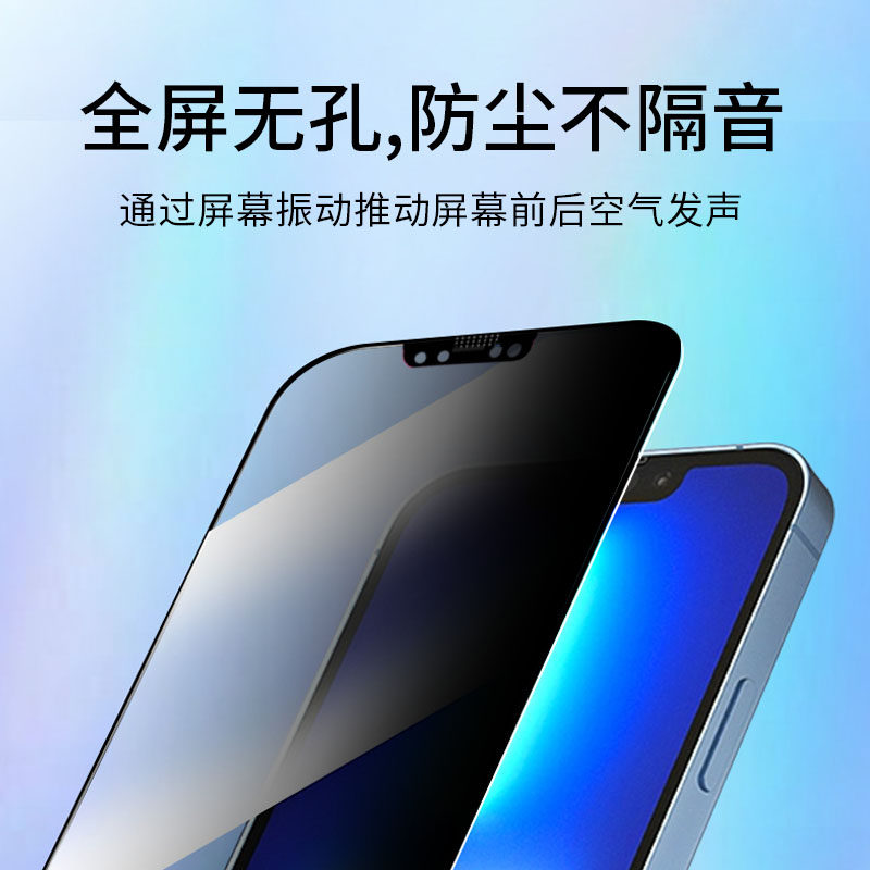新款适用苹果15钢化膜360度防窥iPhone14promax手机膜听筒防尘13防摔XR保护膜12全屏覆盖电话贴膜MON贴高清11