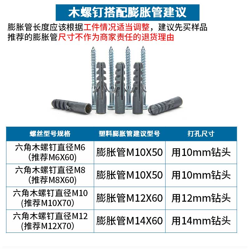 镀锌木螺丝自攻螺丝加长外六角自攻丝木螺钉M6M8M10M12 7L