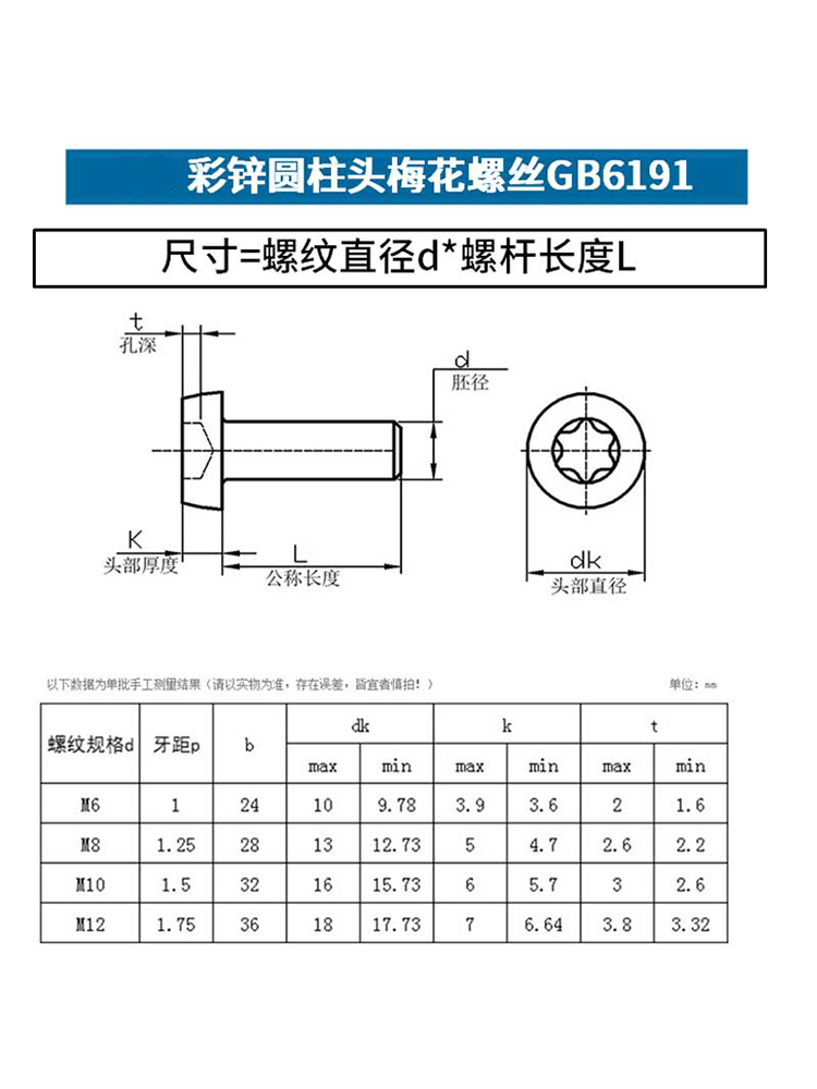 圆柱螺钉.8形30头螺丝螺栓1G9圆柱4B级花8梅花不锈钢内六角61梅花 - 图0