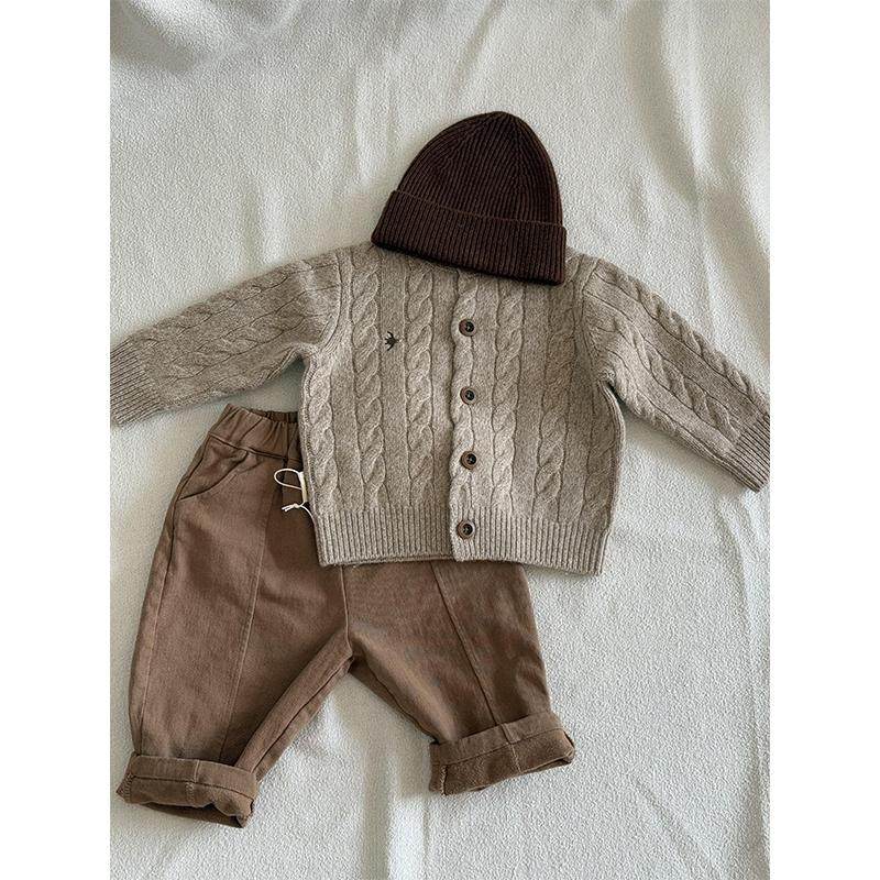 2025秋冬儿童羊毛麻花毛衣男女童纯色洋气针织开衫时尚毛衣外套,淘宝优惠券,粉丝福利购,淘宝优惠卷