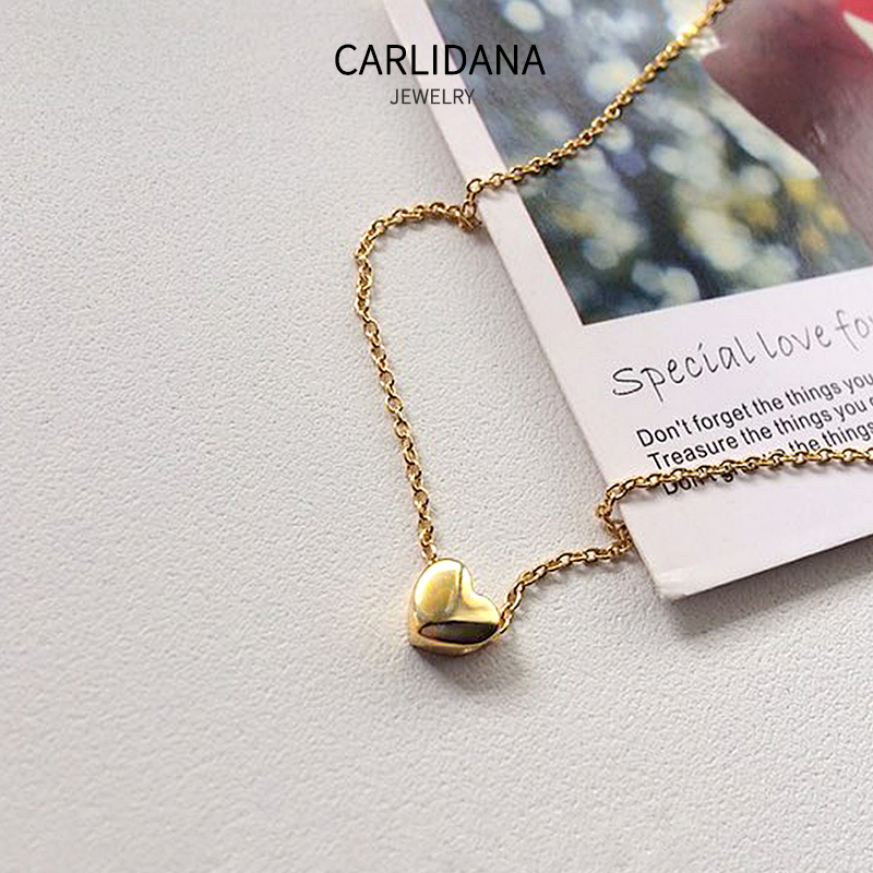 镀金桃心s925银项链钛钢镀礼物吊坠 carlidana卡丽丹娜项链