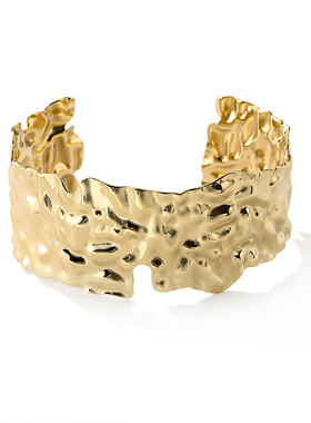 首饰树皮时装宽版钛钢ipg14k手镯