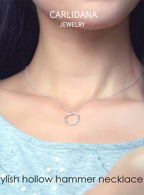 锤纹单圈钛钢网红同款吊坠项链