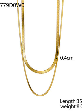 双层叠戴蛇骨链套装钛钢镀18K金ins风欧美法式高级感女性感锁骨链