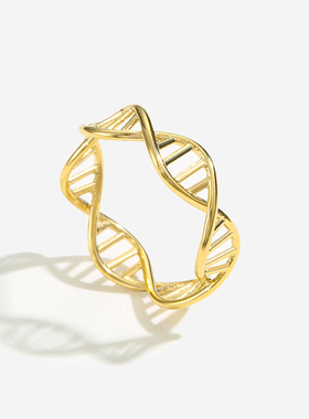 镂空八字缠绕钛钢镀金日韩风戒指