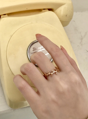 法国文艺橄榄枝戒指奢小众钛女轻