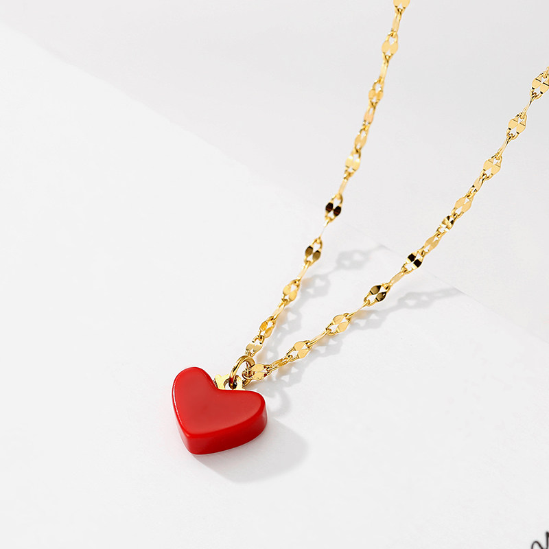 森系小红心桃心日韩版时尚锁骨链 carlidana卡丽丹娜项链