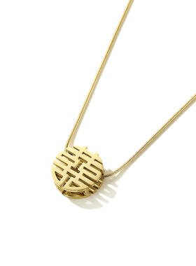 结婚喜庆风钛钢镀金双层锁骨链