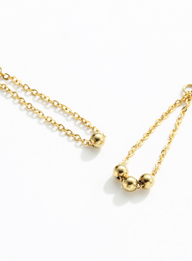 小圆珠日韩钢链ipg18k镀金女戒指