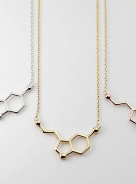 血清素分子项链个性锁骨链镀金