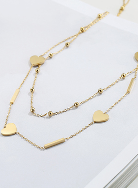 首饰月亮项链14k镀金桃心ins