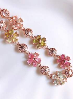 纯银镀金镶嵌一物一图红宝石手链