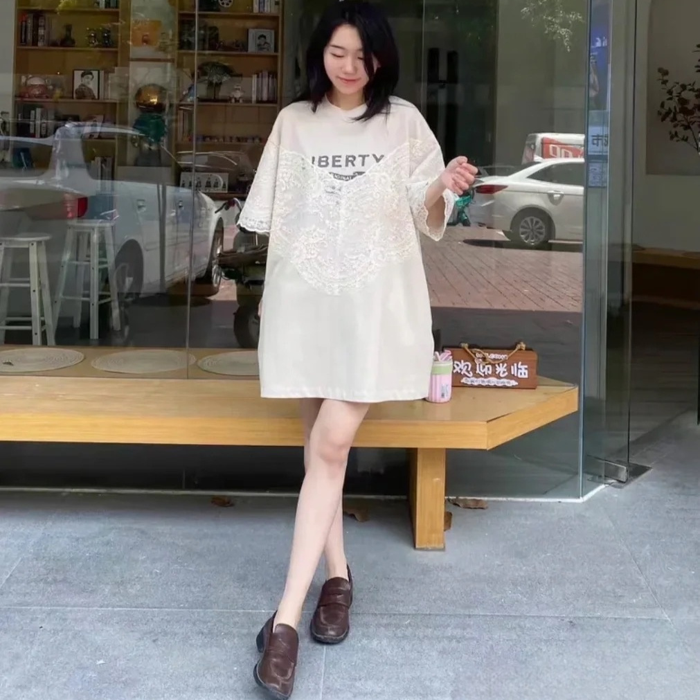 3I2O410吊牌1290小地素dzzit专柜正品2024夏女士蕾丝拼接连衣裙火 - 图2