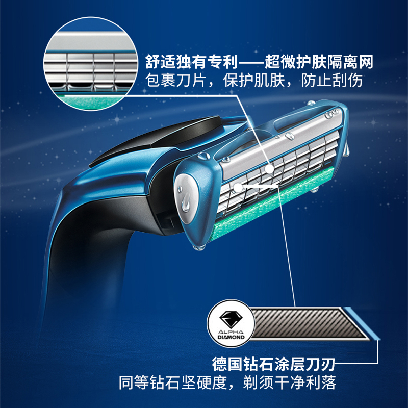 Schick/舒适剃须刀手动捍将3层刀片男士刮胡子刀悍将刀片式刮胡刀_虎窝淘